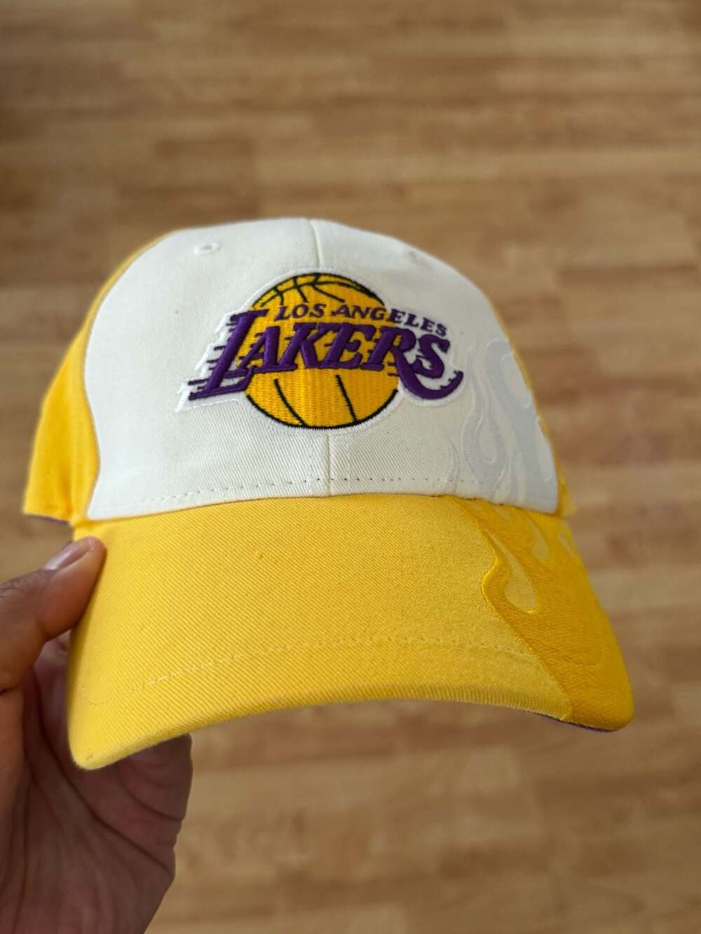 Vintage NBA Los Angeles Lakers Hat Cap Yellow White Flames Strapback OSFA Staple
